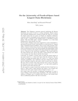 PDF文檔封面 - 論基於空間證明嘅最長鏈區塊鏈嘅（不）安全性